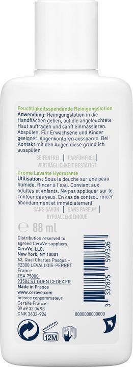 CeraVe Feuchtigkeitsspendende Reinigungslotion für Gesicht und Körper (Reinigungslotion, 88 ml)