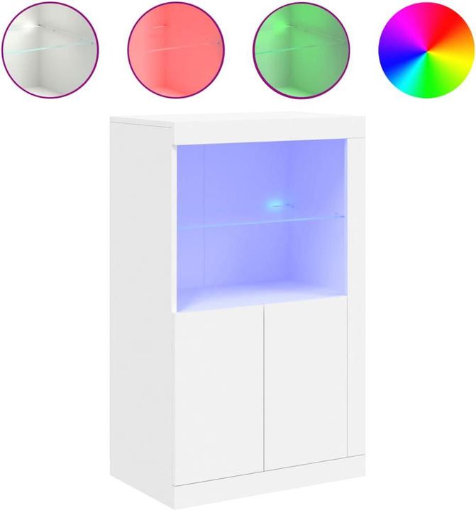Produktbild VidaXL Beistellschrank mit LED-Leuchten Weiss (60.5 x 37 x 100 cm)