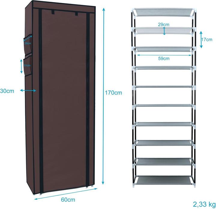 Produktbild Intirilife Faltbarer Stoffschrank (58 x 28 x 170 cm)