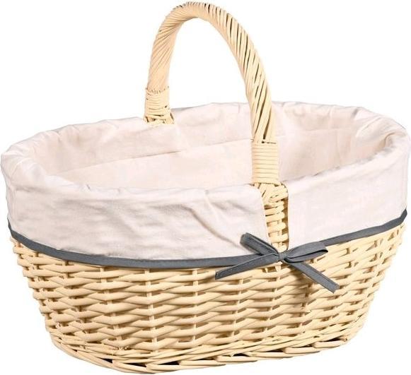 Actual product image Kesper Natural wicker shopping basket with textile lining 45x34x37 cm