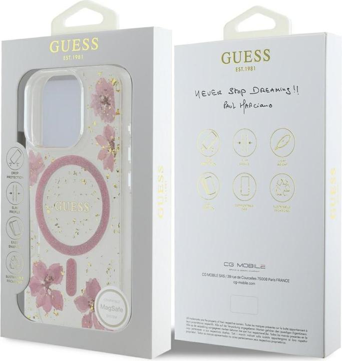 Image du produit Guess Étui rigide avec design de fleurs en résine (Apple iPhone 16 Pro Max)