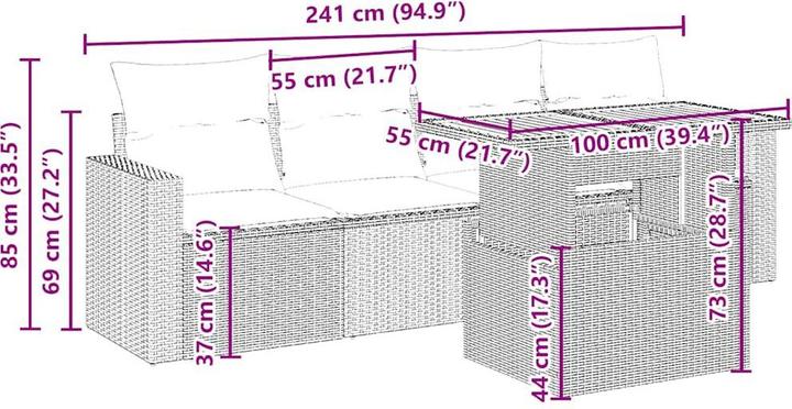 Image du produit VidaXL Meuble de jardin Canapé Salon de jardin Salon de jardin 5 pièces Beige