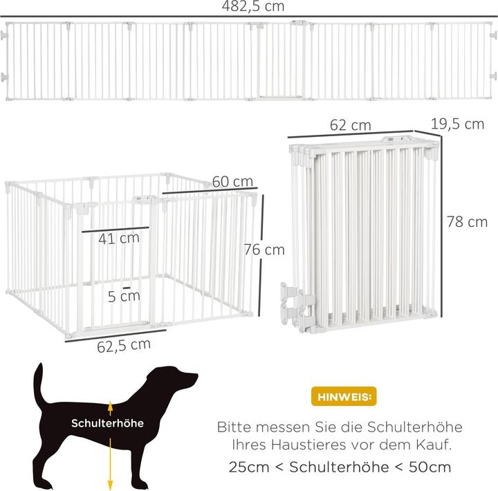 Image du produit PawHut Barrière pour chiens composée de 8 panneaux (62.50 cm)
