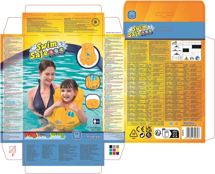 Actual product image Bestway Life Jacket 3-6 years Swim Safe Step (One size, 14 - 23 kg)