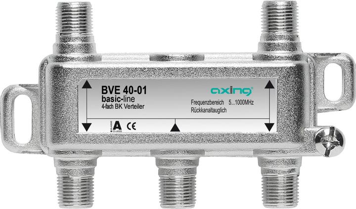 Actual product image Axing BVE 40-01 4-way distributor VPE 10 - 5...1006MHz- multimedia compatible- inputs and outputs hum