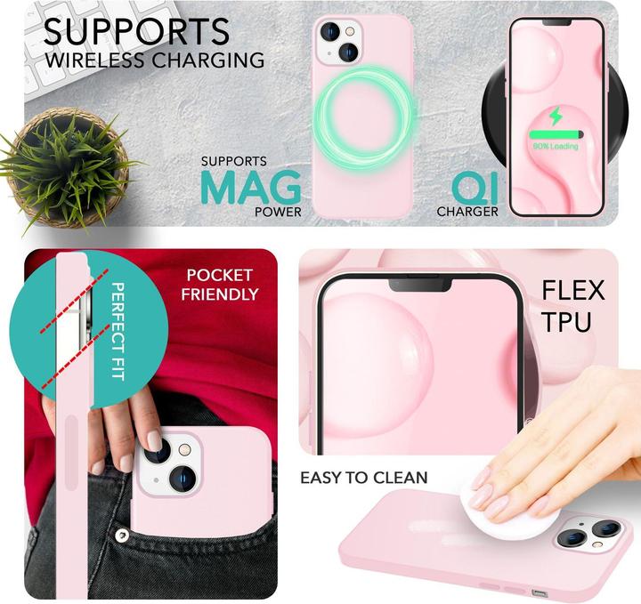 Produktbild Nalia Liquid Silikon Hülle mit MagSafe Funktion & 2x Display Schutzglas (Apple iPhone 14)