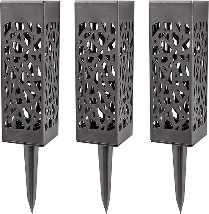 Image du produit Eaxus Lot de 3 lampes solaires de jardin à LED avec piquet de terre, lanterne de jardin avec panneau (IP44)
