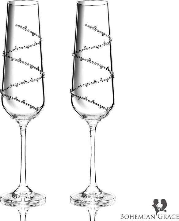 Actual product image Bohemian Grace Swarovski Elements champagne glasses, 2pcs. (20 cl, 2 Glasses, Champagne glasses)