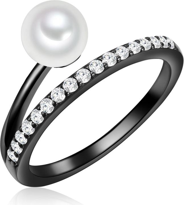 Valero Pearls Damen Sterling Silber Zirkonia Süsswasser-Zuchtperle schwarz - 32354