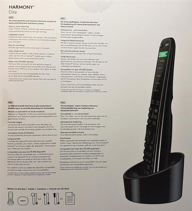 Produktbild Logitech Harmony Elite (Universal Fernbedienung, Infrarot, Bluetooth)