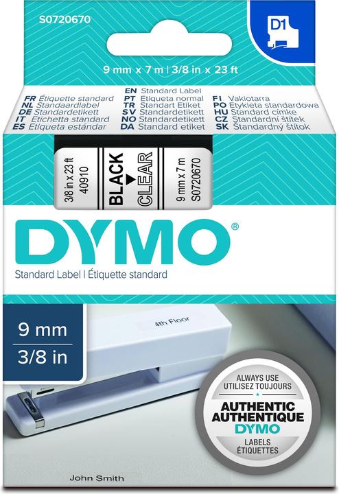 Image du produit Dymo S0720670 Bande standard (0.90 cm, Noir)