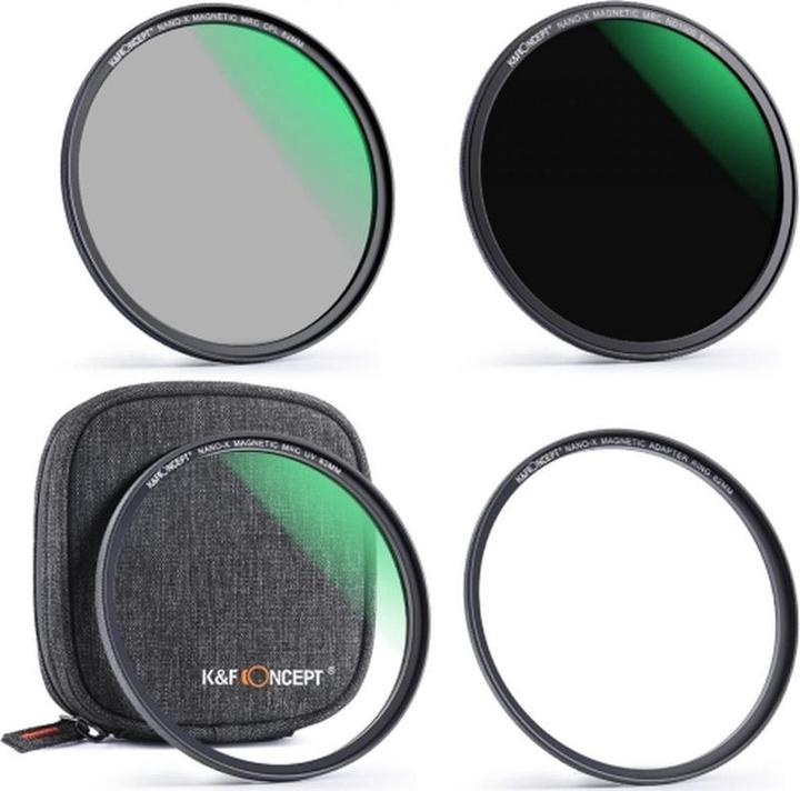 Immagine prodotto K&F Concept Kit di filtri per lenti magnetiche Concept CPL-ND-UV 58 mm (Filtri grigi)