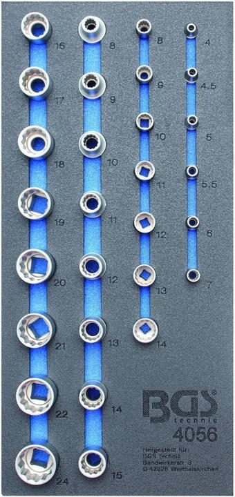 Image du produit BGS Insert de servante d'atelier 1/3 : Jeu de douilles de clé, douze pans | 6,3 mm (1/4") / 12,5 mm (...