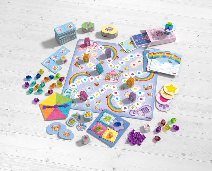 Actual product image Haba Unicorn glitter happiness game collection (English, German, Italian, French)