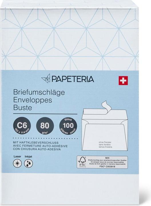 Actual product image Papeteria C6 Envelopes (C6, 100 x)