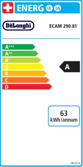 Label énergétique De'Longhi Magnifica Evo (Prise UE)