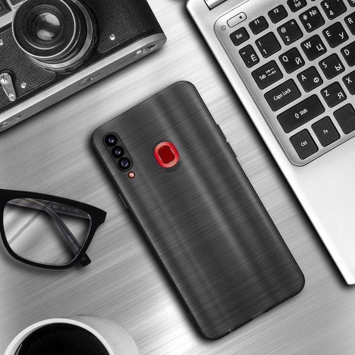 Actual product image Cadorabo Case for Samsung Galaxy A20s in TPU Brushed Camera Protector LM160 Style (Samsung Galaxy A20s)