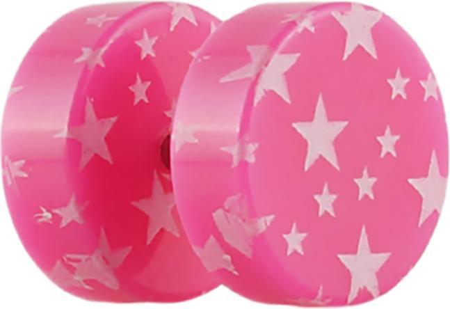 Produktbild Star Piercing Fake Plug mit Sternen pink (ohne Messing, Acryl)