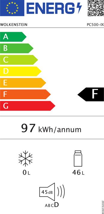 Energie-Label Wolkenstein Party KühlfassPC 500-IX (46 l)