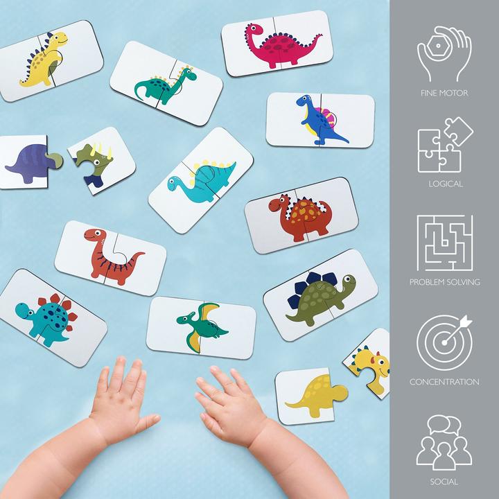 Actual product image Activity Board Wooden dinosaur puzzle 2 piece puzzle, educational material, homeschool preschool cards (24 pieces)