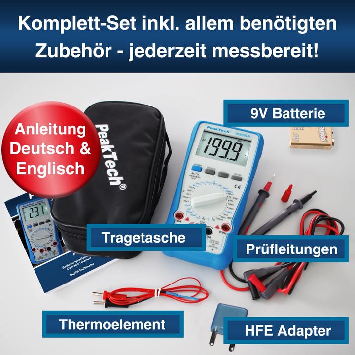 Image du produit Peaktech P 2005 A Multimètre numérique (CAT III 1000V, CAT IV 600V)