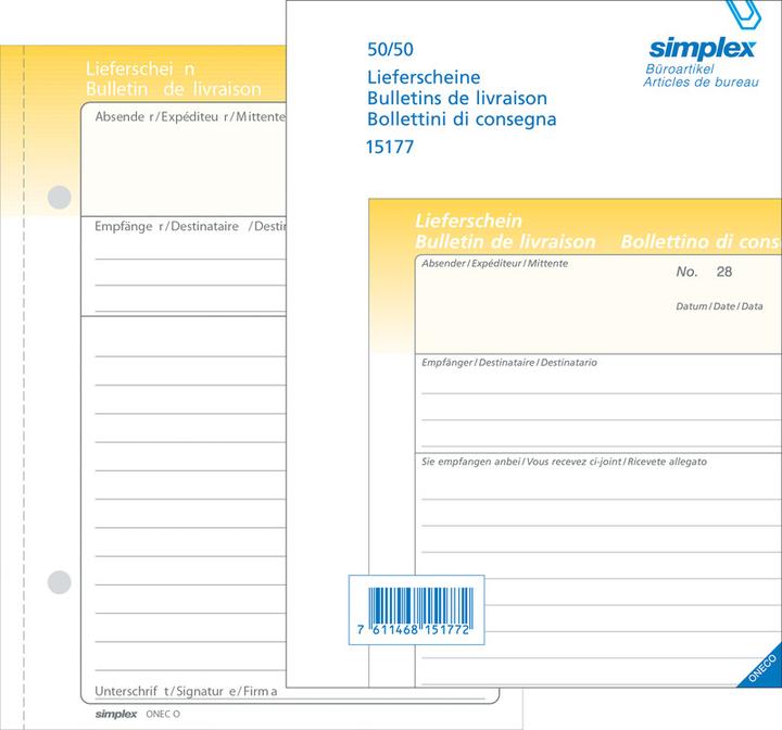 Actual product image Simplex Delivery bills french (100 x)