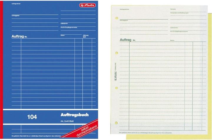 Nutritional values and ingredients Herlitz Form book "Order 264.20cm (104"), DIN A4, 2 x 40 sheets (40 x)