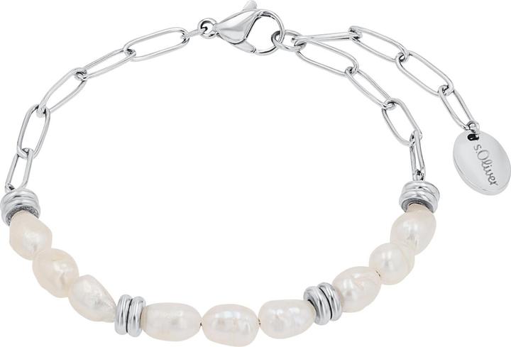 S.Oliver Armschmuck für Damen, Edelstahl, Süsswasserzuchtperle (20 cm, Edelstahl)