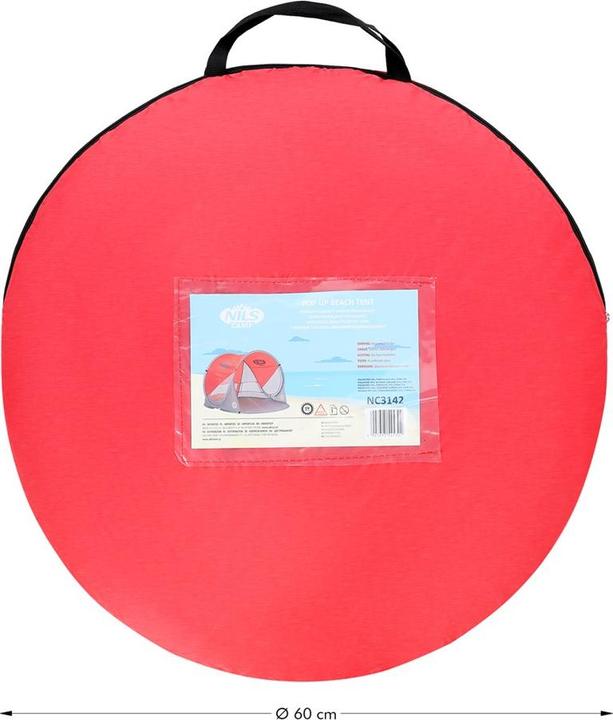 Productafbeelding Nils Opvouwbare strandtent NC3142 rood-grijs (Strandtent, 1 kg)