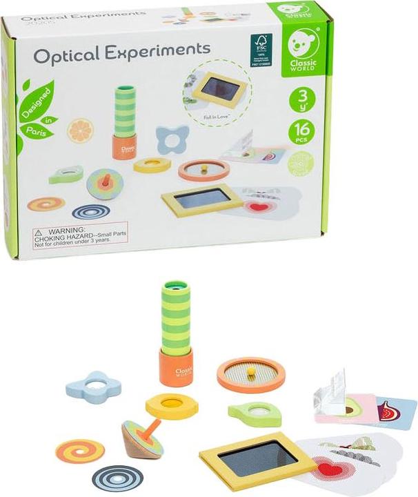 Actual product image Classic World Optical Experiments wooden play set, 16 pieces.