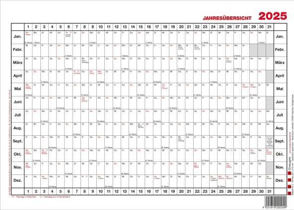 Produktbild Güss Wandkalender A4 quer 12M 1S (A4)