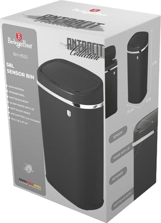 Produktbild BerlingerHaus Haus Abfallbehälter mit Sensor 58L matt Anthracite Collection (58 l)