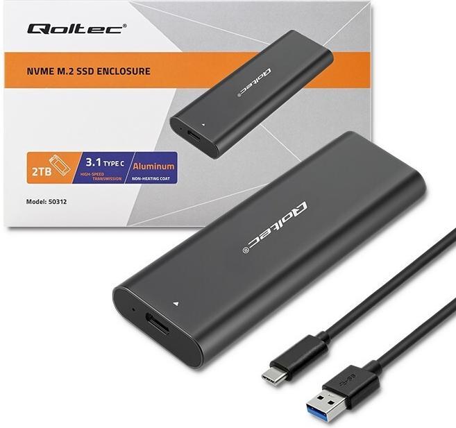 Produktbild Qoltec Obudowa | kieszeń do dyskówM.2 SATA SSD | NVME | USB typ C (M.2 2230)