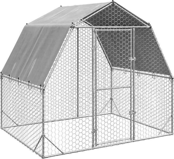 VidaXL Pollaio con tetto 2,5x2x2,25 m Recinto per polli da cortile in acciaio zincato