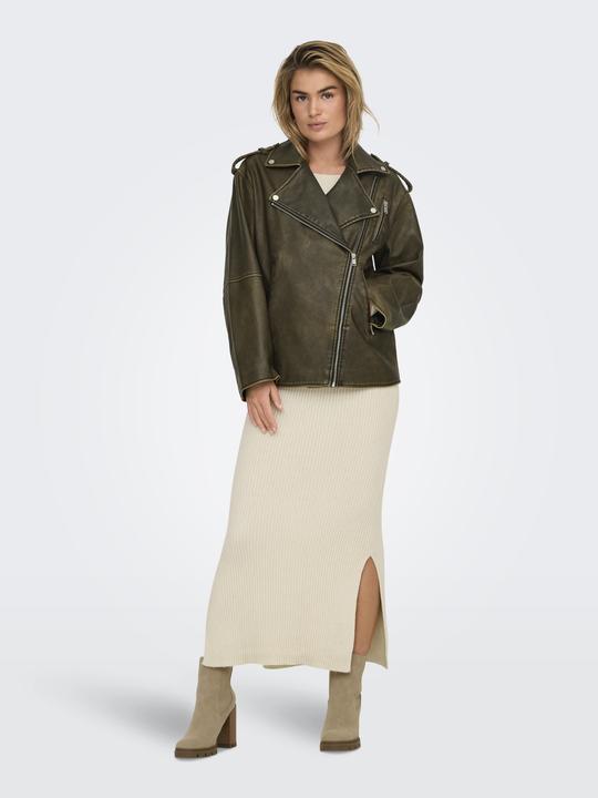 Actual product image Only Band collar biker jacket Faux leather jacket (XS)