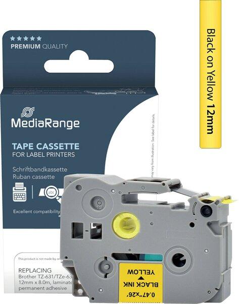Image du produit MediaRange Cape de bande d'écriture. Brother TZ-631/TZe-631 12mm 8m noir (1.20 cm, Jaune, Noir)