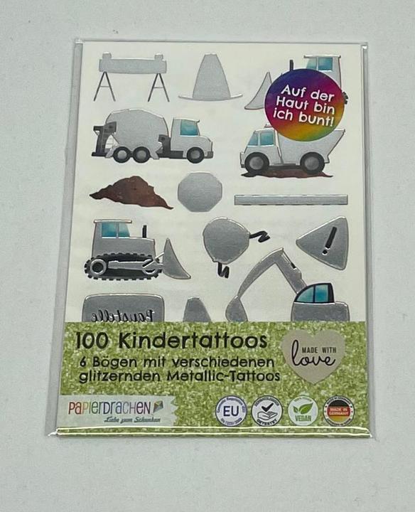 Actual product image Papierdrachen Metallic Tattoo Set 5 - Bagger & Dino