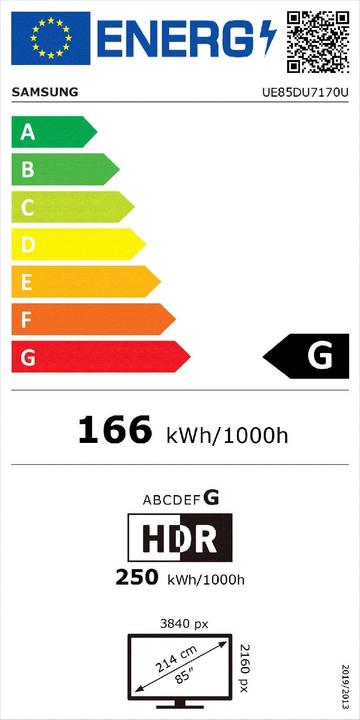 Energy Label Samsung UE85DU7170 (85", DU7170, LED, 4K, 2024)