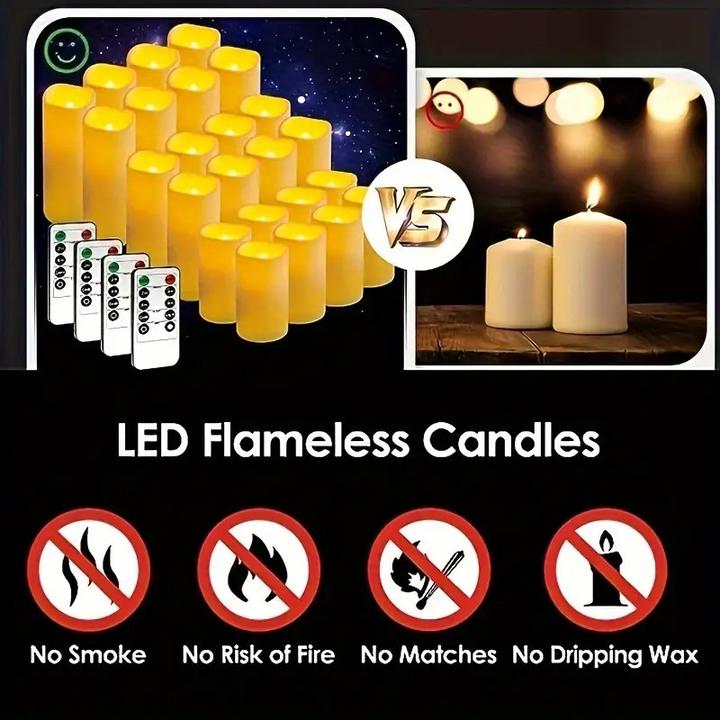 Actual product image Cbx 24 Stück Flammenlose LED Kerzen mit Fernbedienung und Timer Funktion (24 x)