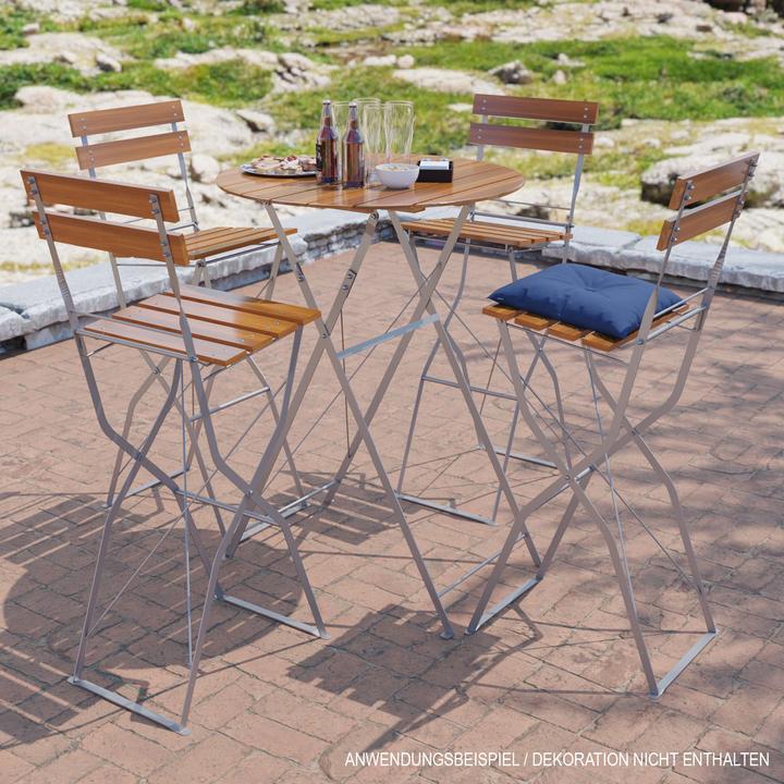 Actual product image Mojawo Biergarten Barhocker Hochstuhl Klappstuhl Gartenstuhl Akazie Stahl