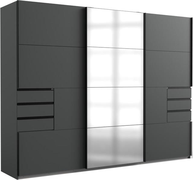 Continuous door front glass black, Carcass+drawers graphite