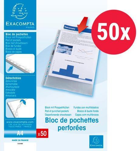 Image du produit Exacompta Pochettes transparentes 31048E PP Transparent (A4, 50 x)