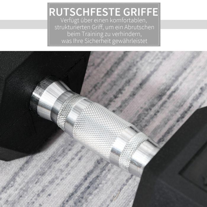 Produktbild Swisshandel24 Hexagon Kurzhantel Gusseisen Hantel Gummi-Hantel Griff gerändelt Gewichte Metall Gummi schwarz 1 x 1 (1 x 15 kg)