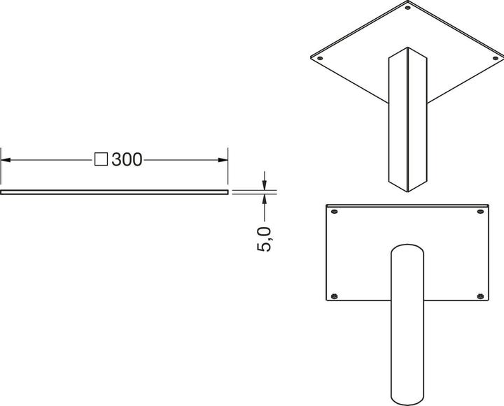 Actual product image Simausrom Jaco base plate with screw-on plate ø 450x450 mm, black/brushed stainless steel