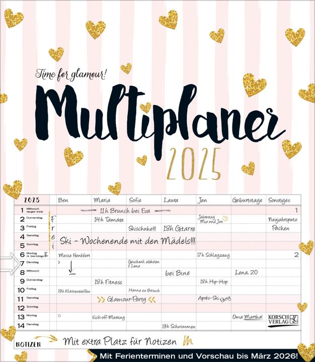 Produktbild Multiplaner - Time for glamour 2025 (Harter Einband, Deutsch)