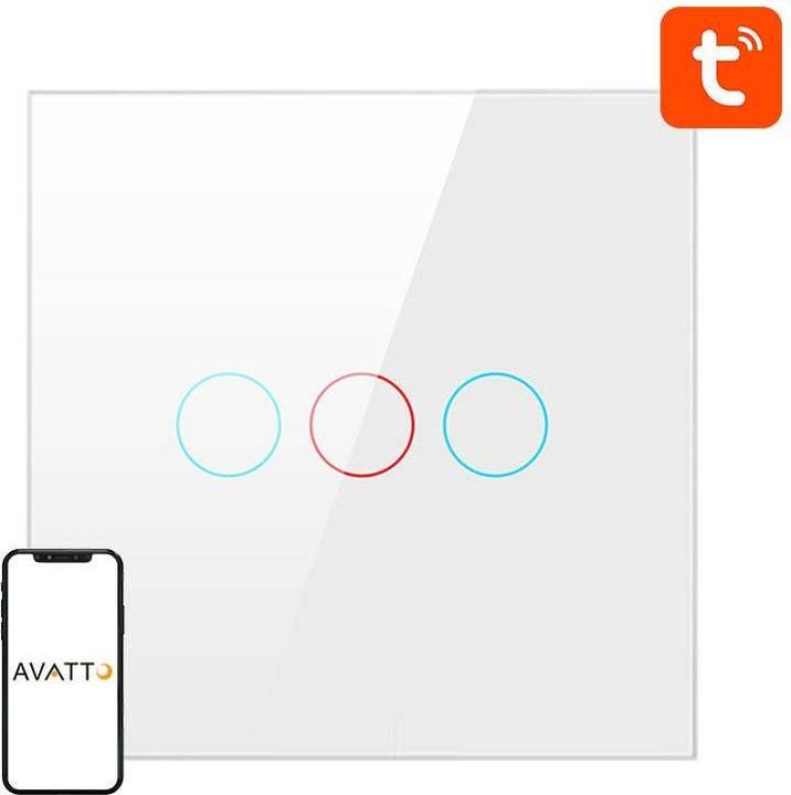Produktbild Avatto Smart Light Switch ZigBee ZTS02-EU-W3 3 Way TUYA (white)