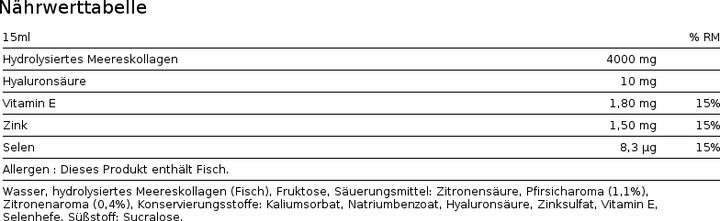 Nutritional values and ingredients Eric Favre Pure Collagen (1 Piece)