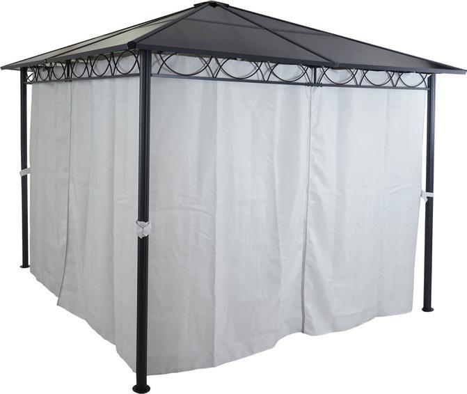 Produktbild Swisshandel24 Hardtop Pergola Garten Pavillon, Kunststoff-Dach Seitenwand Alu hellgrau 3x3m - 27113 (300 cm, 300 cm)