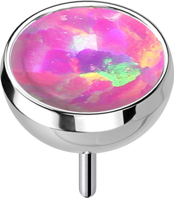 Star Piercing Threadless Halbkugel silber mit Opal pink (Titan G23, ohne Messing)