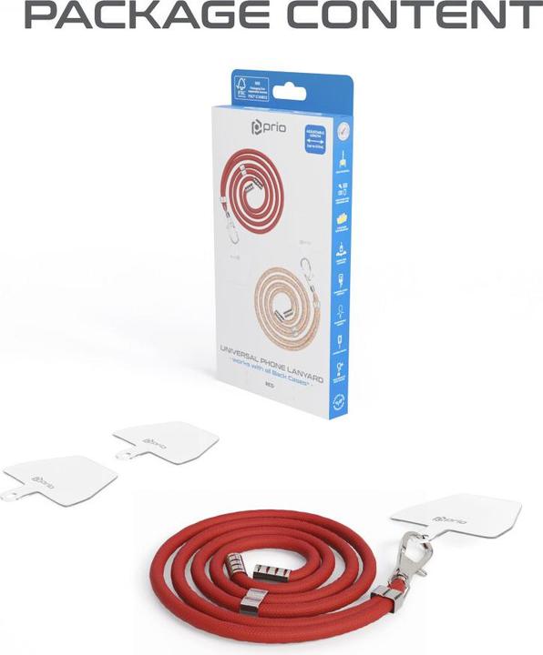 Image du produit prio Tour de cou universel pour téléphone portable 0.7m rouge